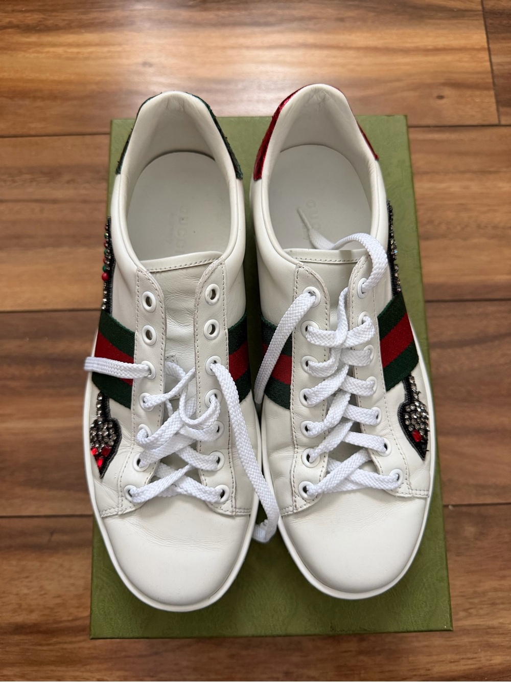 Gucci Ace Sneakers with Embellished Arrow Design